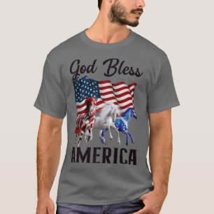 T-shirt Drapeau de Chevaux de Dieu Béni de l'Amérique 4 ju