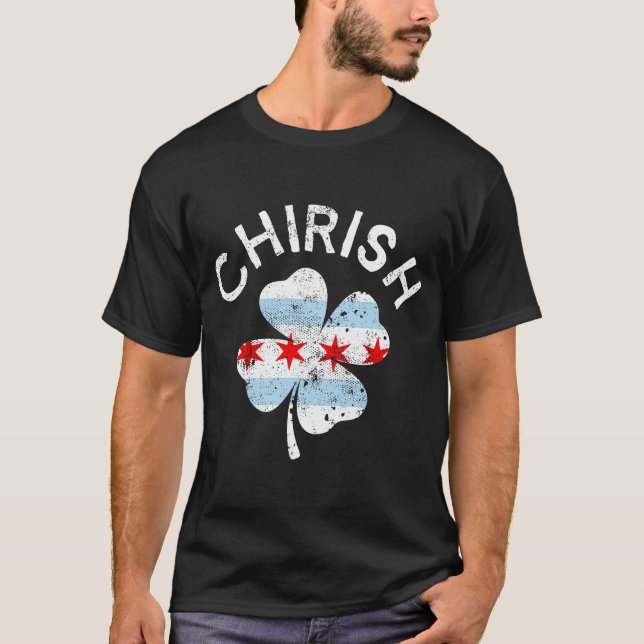 T-shirt Drapeau de Chicago Chirish Lucky C St Patrick's Da (Devant)