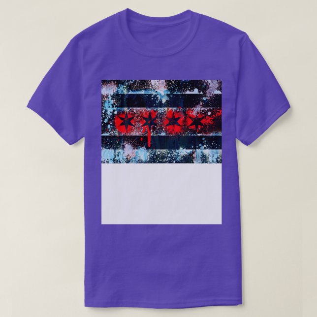 T-shirt Drapeau de Chicago - Peinture de Spray (Design devant)