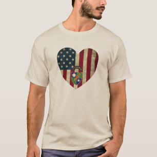 T-shirt Drapeau de coeur américain du 75e régiment de Rang