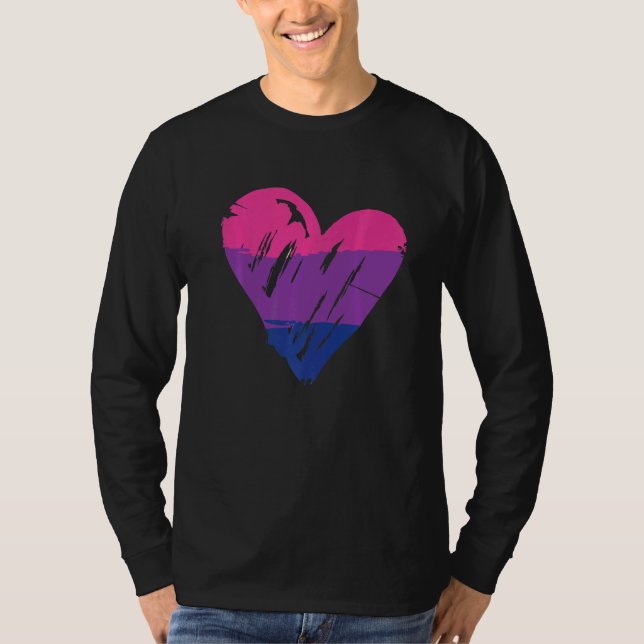 T-shirt Drapeau de coeur de la fierté bisexuelle (Devant)