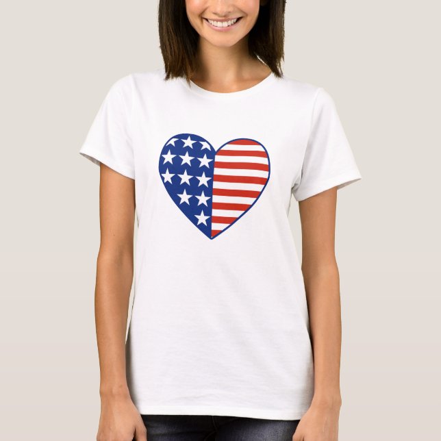 T-shirt Drapeau de coeur des Etats-Unis (Devant)