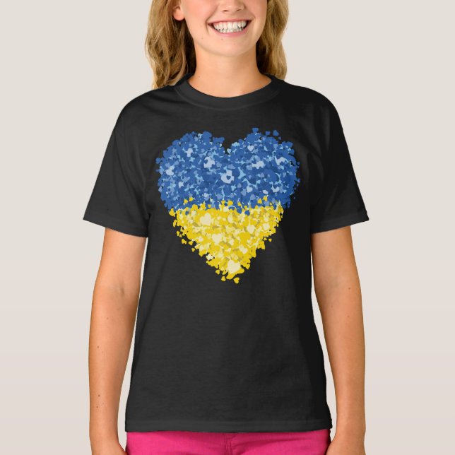 T-shirt Drapeau de coeur Ukraine, Drapeau de coeur ukraini (Devant)