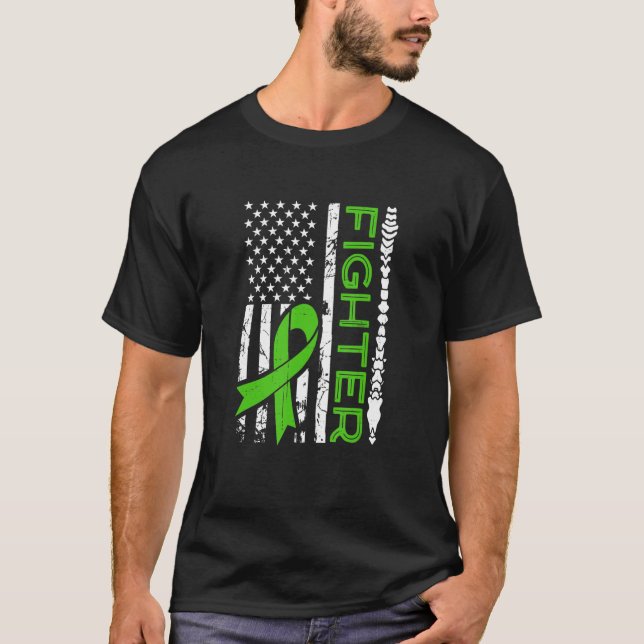 T-shirt Drapeau de combat contre la Scoliose Drapeau vert  (Devant)