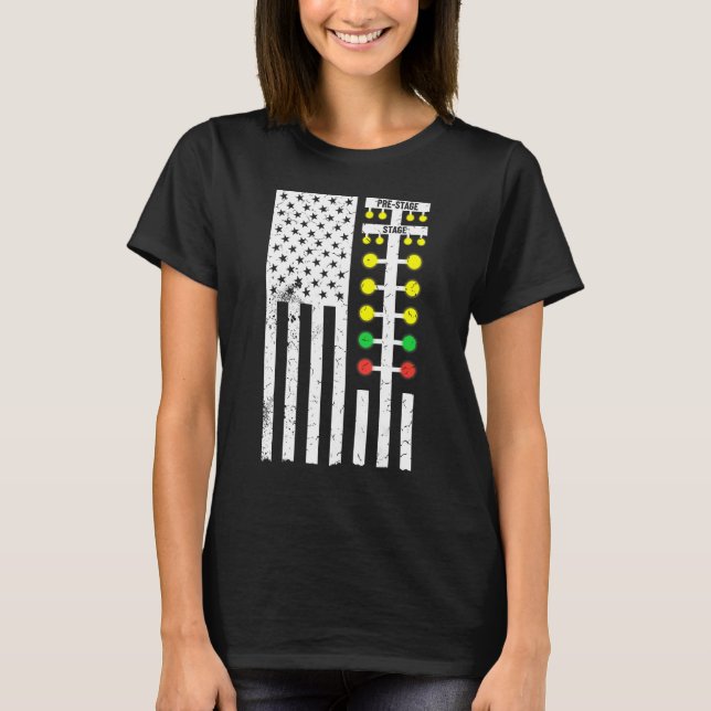 T-shirt Drapeau de course Drag Drapeau américain Drag Race (Devant)