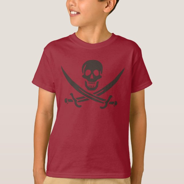 T-shirt Drapeau de crâne obsidien Drapeau de pirate Calico (Devant)