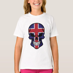 T-shirt Drapeau de crâne souriant d'Islande