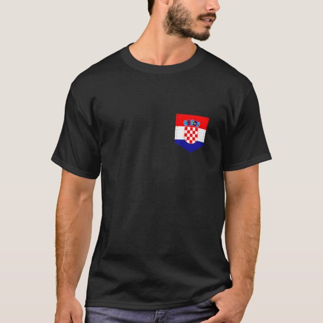 T-shirt Drapeau de Croatie avec poche à drapeau croate imp (Devant)