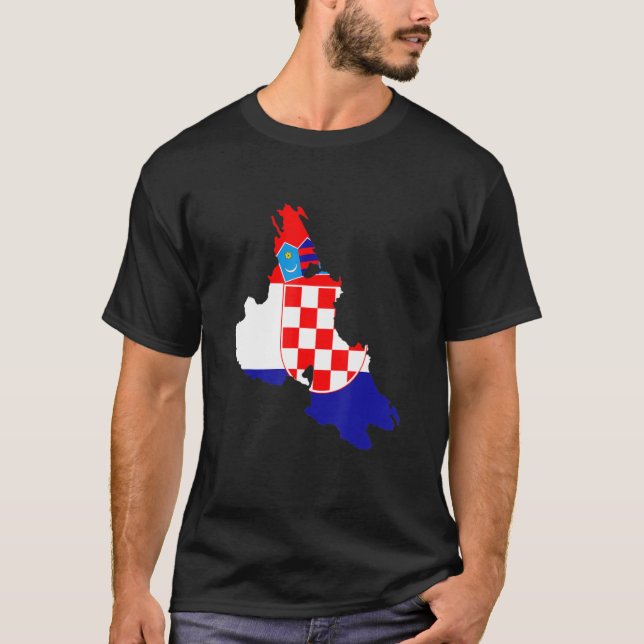 T-shirt Drapeau de Croatie dans Krk contour Krk (Devant)