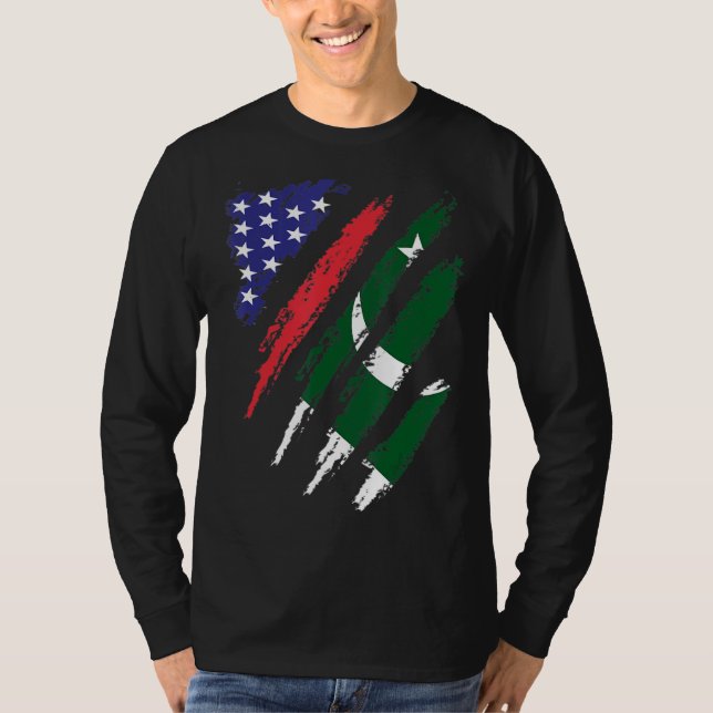 T-shirt Drapeau de croissance Pakistan Amérique USA Patrio (Devant)