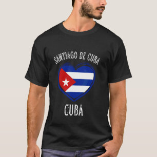 T-shirt Drapeau de Cuba Cœur Ville de Santiago de Cuba