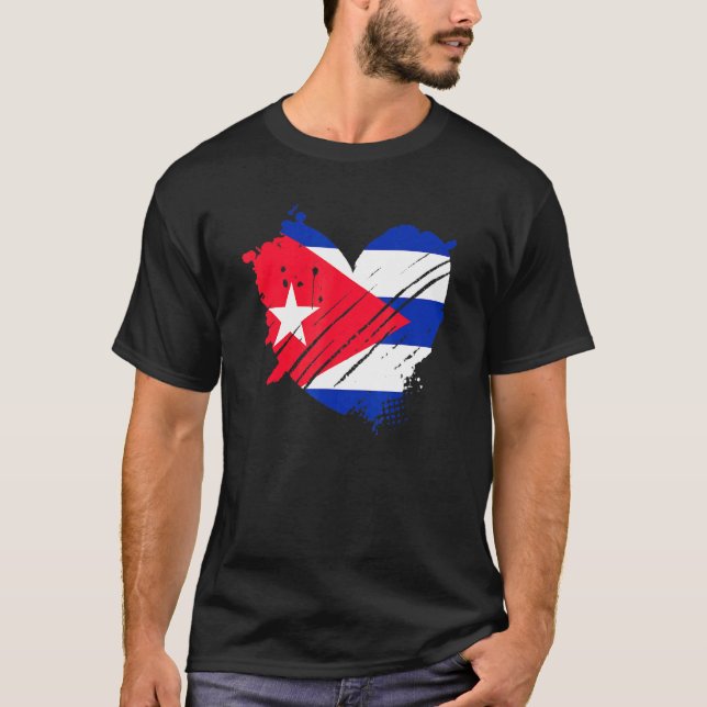 T-shirt Drapeau de Cuba J'aime Cuba C'est Dans Mon Adn Pou (Devant)