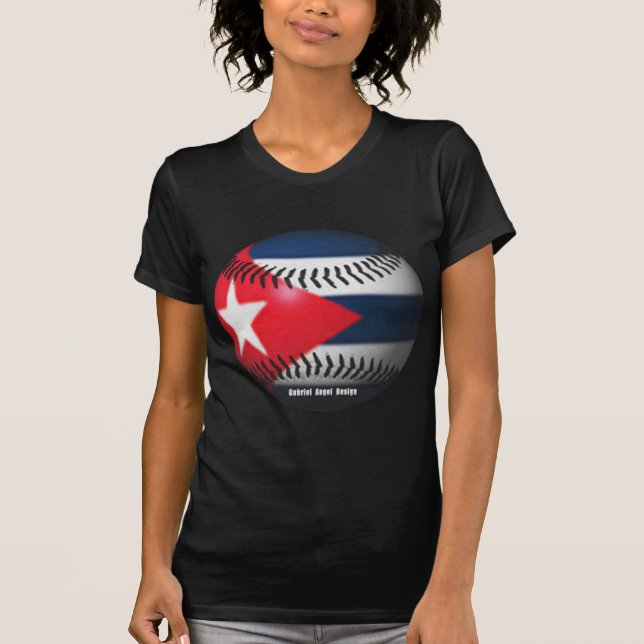 T-shirt Drapeau de Cuba sur un baseball (Devant)