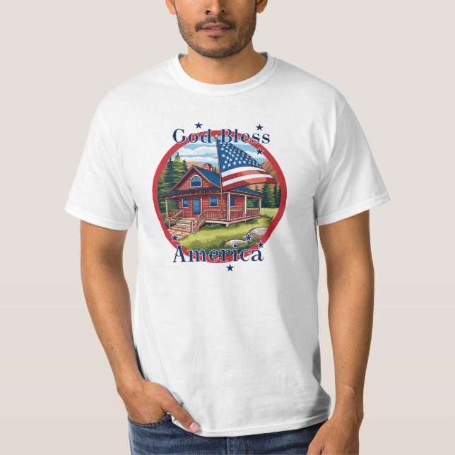 T-shirt Drapeau de Dieu béni America USA (Devant)