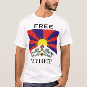 T-shirt Drapeau de drapeau de lion du Thibet ou de la