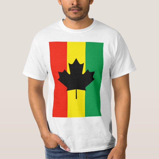T-shirt Drapeau de feuille d'érable de reggae de Rasta (Devant)