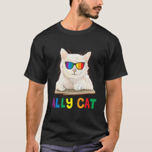 T-shirt Drapeau de fierté arc-en-ciel allié chat Lgbt Gay
