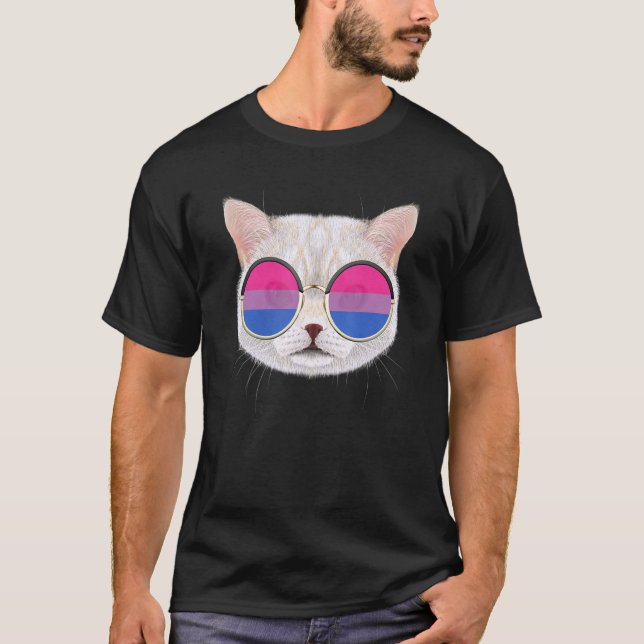 T-shirt Drapeau de fierté bisexuel Chat Subtil Fier Bisexu (Devant)