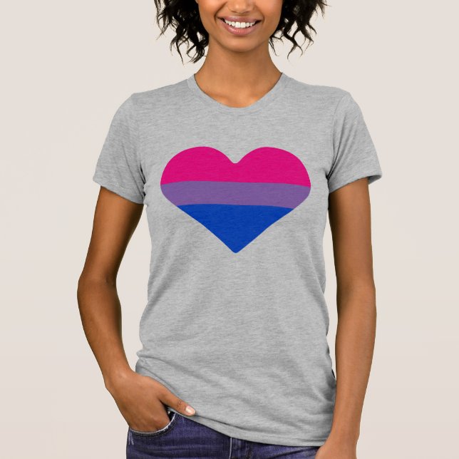 T-shirt Drapeau de fierté bisexuel Cœur (Devant)