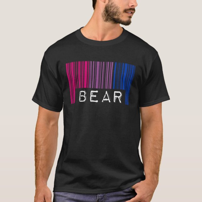 T-shirt Drapeau de fierté bisexuel d'ours bisexuel en code (Devant)