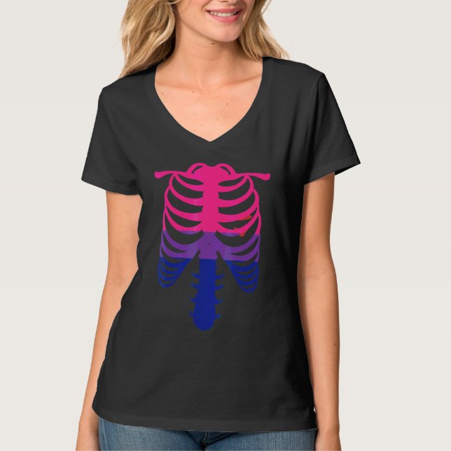 T-shirt Drapeau de fierté bisexuelle   Cage thoracique de  (Devant)