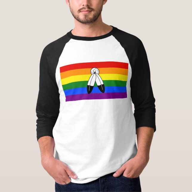 T-shirt Drapeau de fierté bispirituel de SlipperyJoe's sym (Devant)