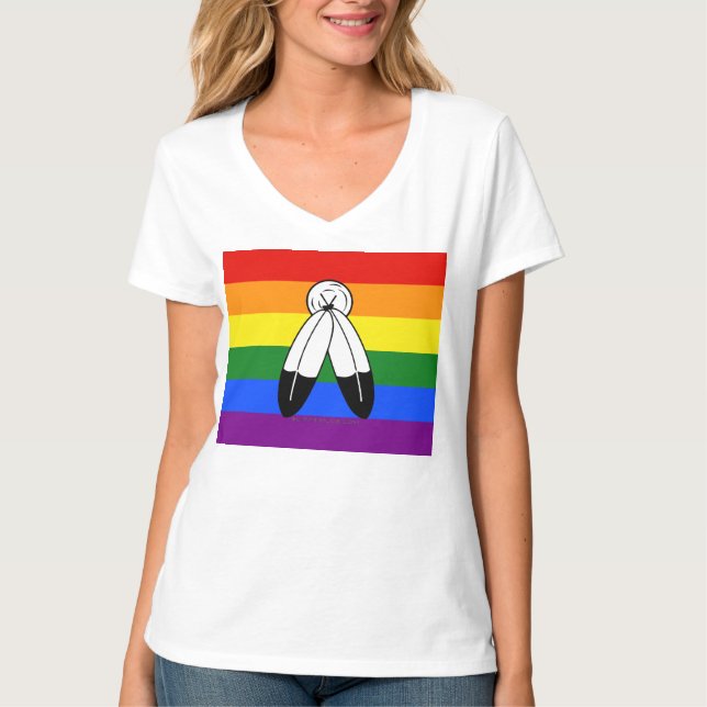T-shirt Drapeau de fierté bispirituel de SlipperyJoe's sym (Devant)
