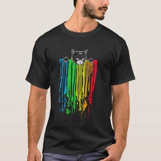 T-shirt Drapeau de fierté de chat Arc-en-ciel Gay LGBTQ LG