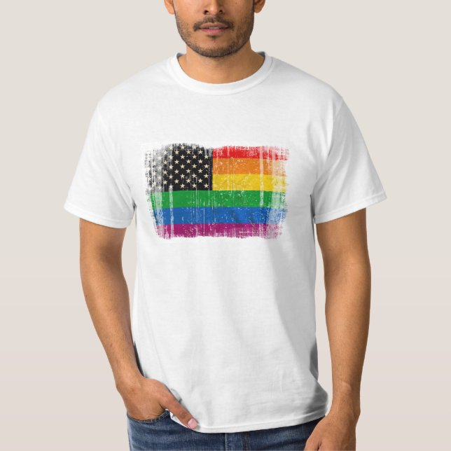 T-shirt Drapeau de fierté de Gaymerican (Devant)