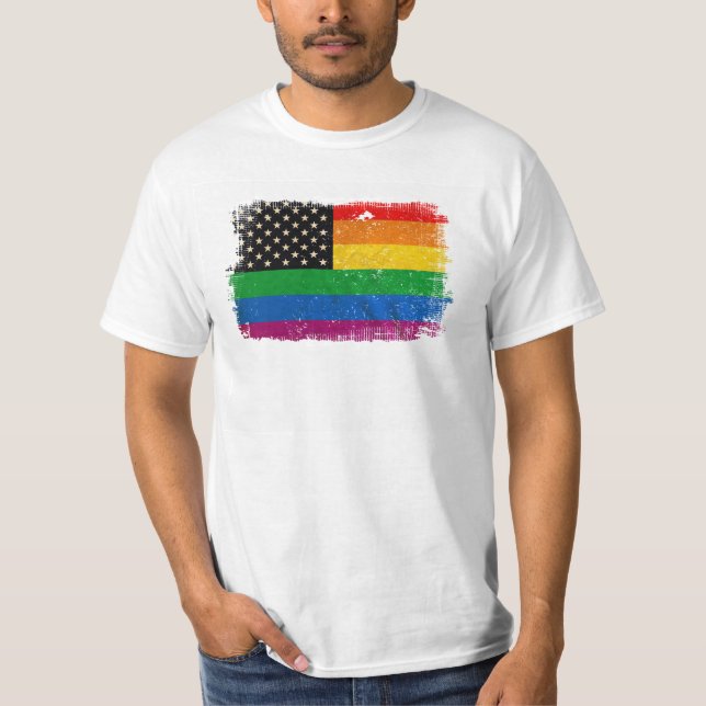 T-shirt Drapeau de fierté de Gaymerican (Devant)