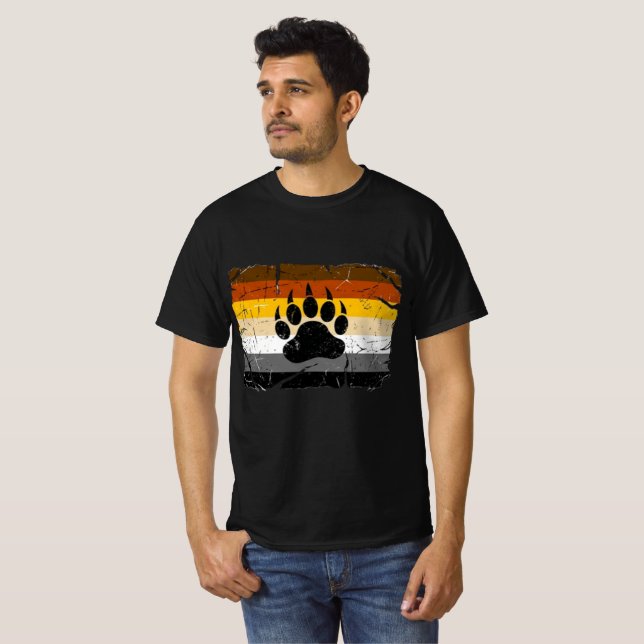 T-shirt Drapeau de fierté de l'ours gai cool Ours Patte  (Devant entier)