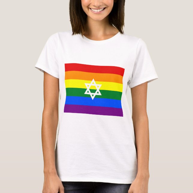 T-shirt Drapeau de fierté juive gay (Devant)