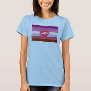 T-shirt Drapeau de fierté lesbienne au rouge à lèvres