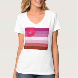 T-shirt Drapeau de fierté lesbienne au rouge à lèvres Slip