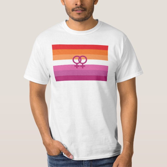 T-shirt Drapeau de fierté lesbienne WLW (Coucher de soleil (Devant)