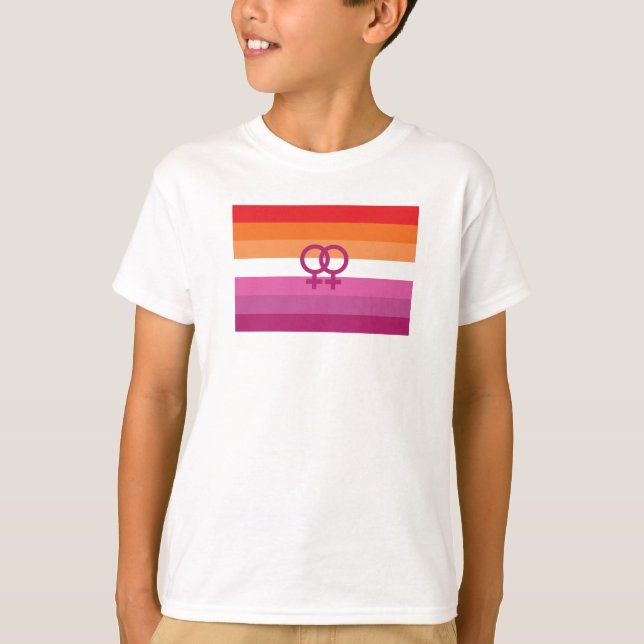 T-shirt Drapeau de fierté lesbienne WLW (Coucher de soleil (Devant)