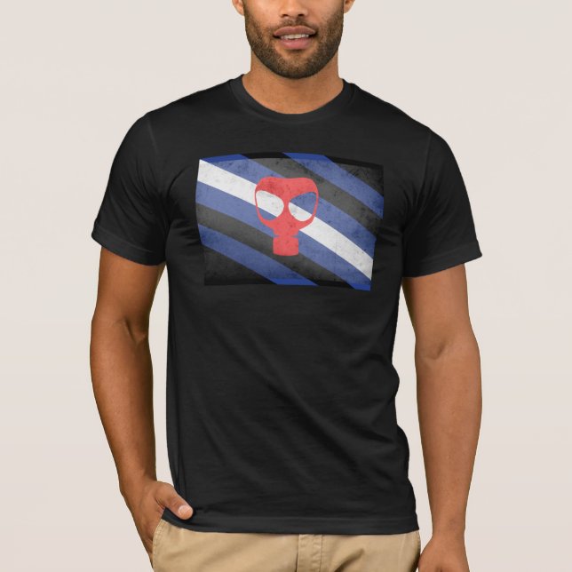 T-SHIRT DRAPEAU DE FIERTE MASQUE A GAZ (Devant)