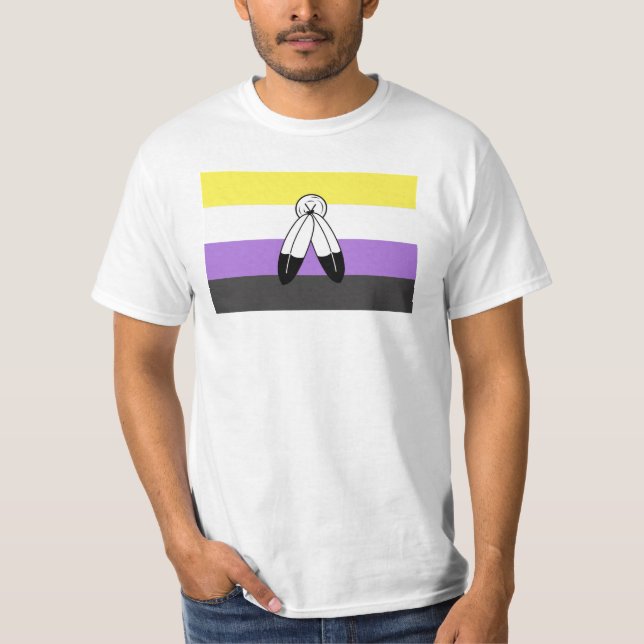 T-shirt Drapeau de fierté non binaire à double esprit (Devant)