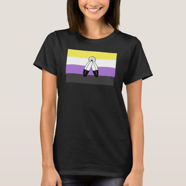 T-shirt Drapeau de fierté non binaire à double esprit (Devant)