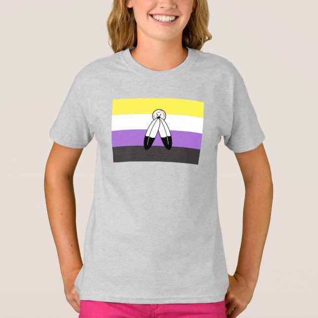 T-shirt Drapeau de fierté non binaire à double esprit (Devant)