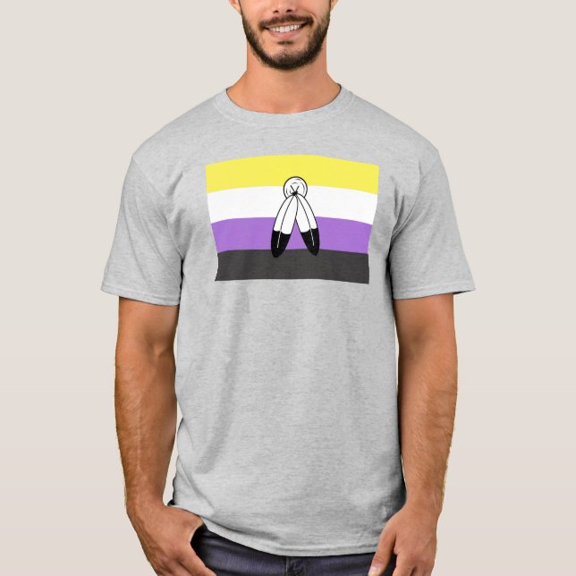 T-shirt Drapeau de fierté non-binaire bispirituel (Devant)