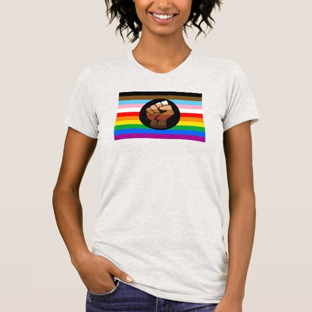 T-shirt Drapeau de fierté POC de progrès LGBTQ+ (Devant)