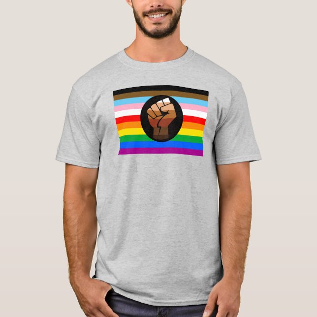T-shirt Drapeau de fierté POC de progrès LGBTQ+ (Devant)