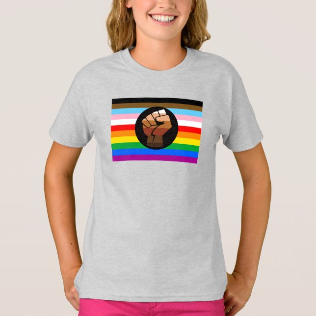 T-shirt Drapeau de fierté POC de progrès LGBTQ+ (Devant)