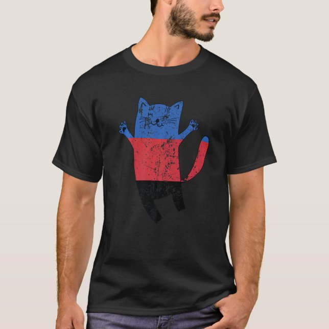 T-shirt Drapeau de fierté polyamory Chat heureux Polyamour (Devant)