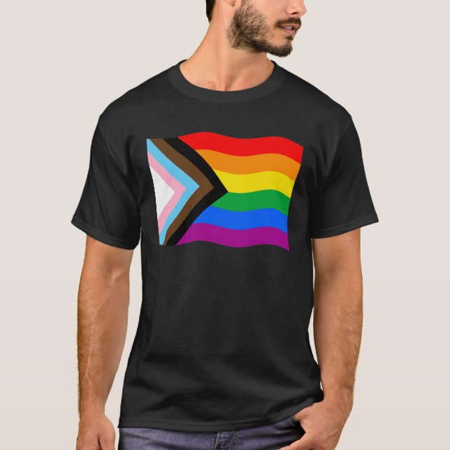 T-Shirt Drapeau de Fierté Progressive Ondulé (Devant)