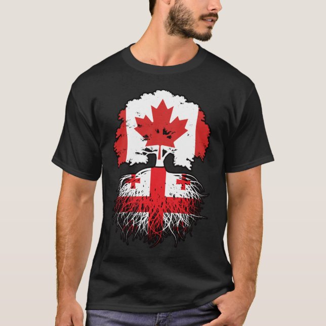 T-shirt Drapeau de Géorgie Canadian Canada Tree Roots (Devant)