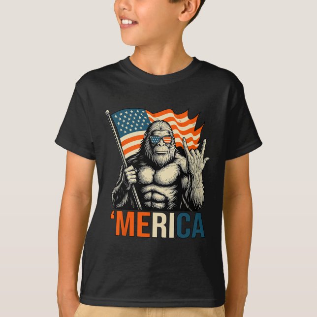 T-shirt Drapeau de gorille ‘merica Lunettes de soleil drôl (Devant)