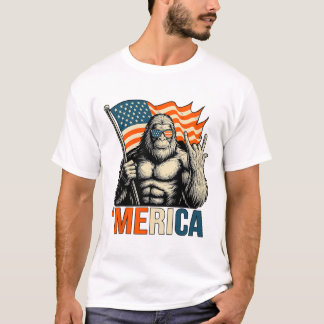 T-shirt Drapeau de gorille ‘merica Lunettes de soleil drôl
