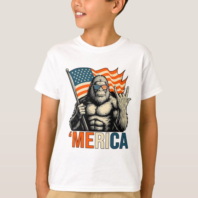 T-shirt Drapeau de gorille ‘merica Lunettes de soleil drôl (Devant)